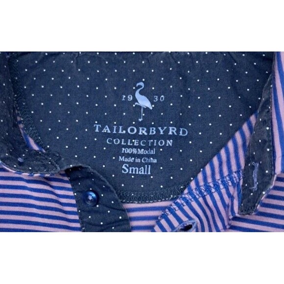 Tailor Byrd Polo Shirt Short Sleeve Purple Lilac Striped Modal Golf Men's Small - Picture 2 of 9
